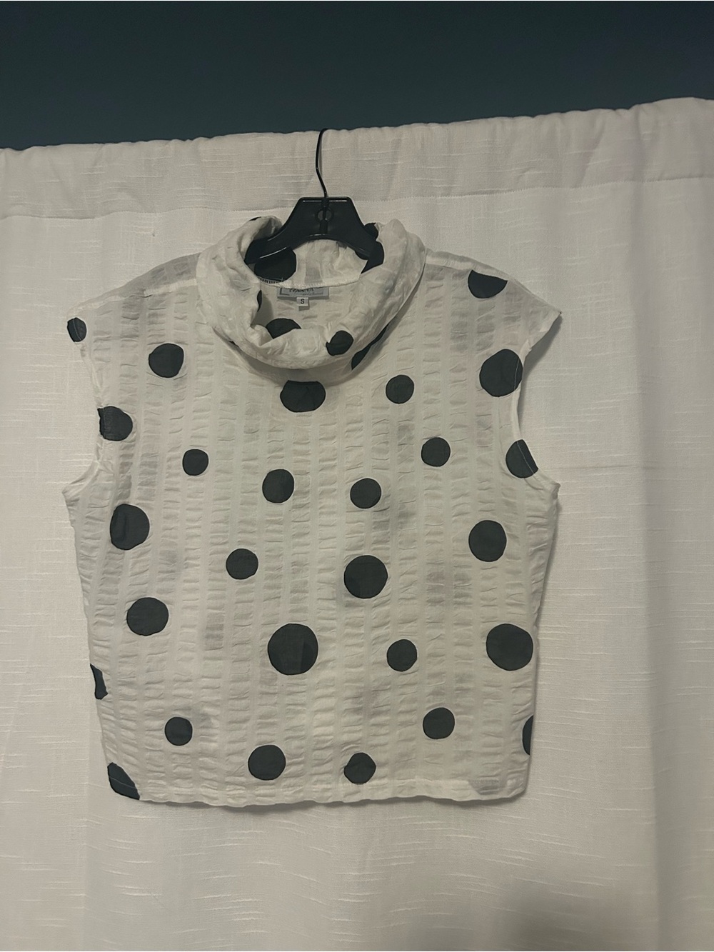 Sleeveless White Polka Dot Cowl Neck Tank Top by Hanna for La Journey size Small